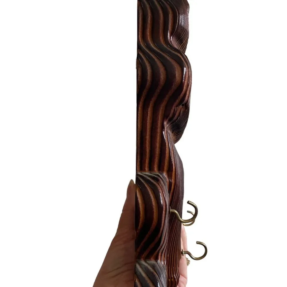Rustic Hand Crafted Burnt Wood Frog Key Leash Face Mask Hanger